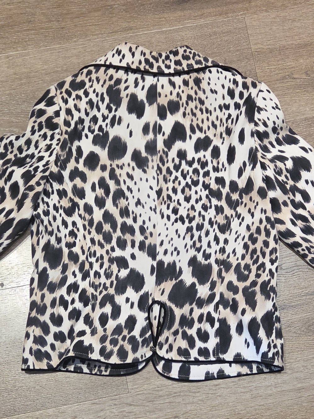 Alberto Makali Leopard Print Blazer Jacket Faux Fur Accent Pockets - Size 12 - Picture 9 of 12